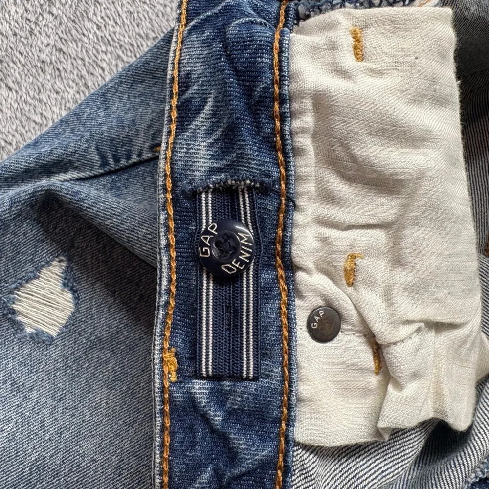 NWT Gap Girlfriend Jeans Kids Size 12 Blue  Distressed Adjustable WaistV